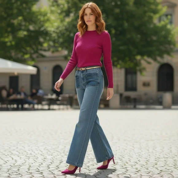 JS Wide Leg Jeans- Tease High Waist -Size 12 Petite-EUC $110 Retail - Picture 6 of 11